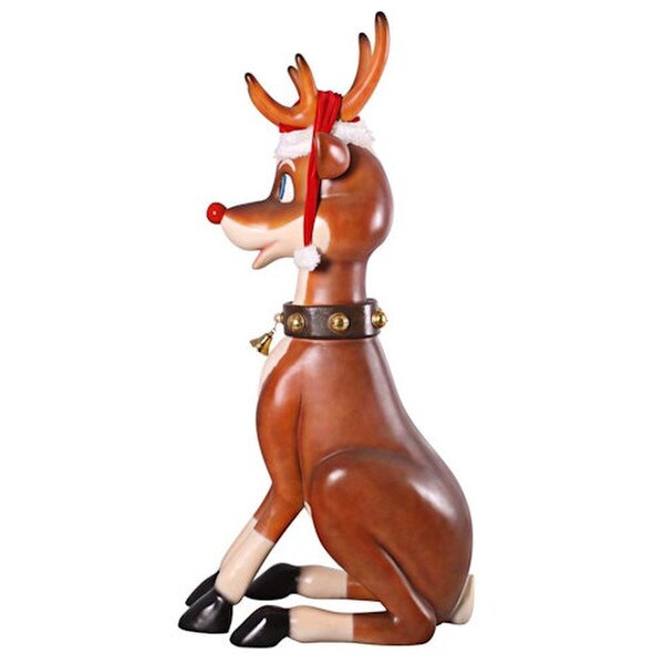 Christmas Holiday giant oversized red-nose reindeer sculpture fiberglass